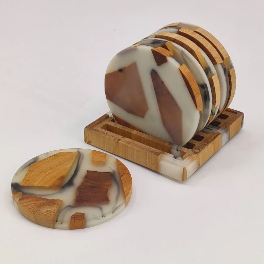 Round Modern Epoxy Resin Coaster Set Of 6PCS